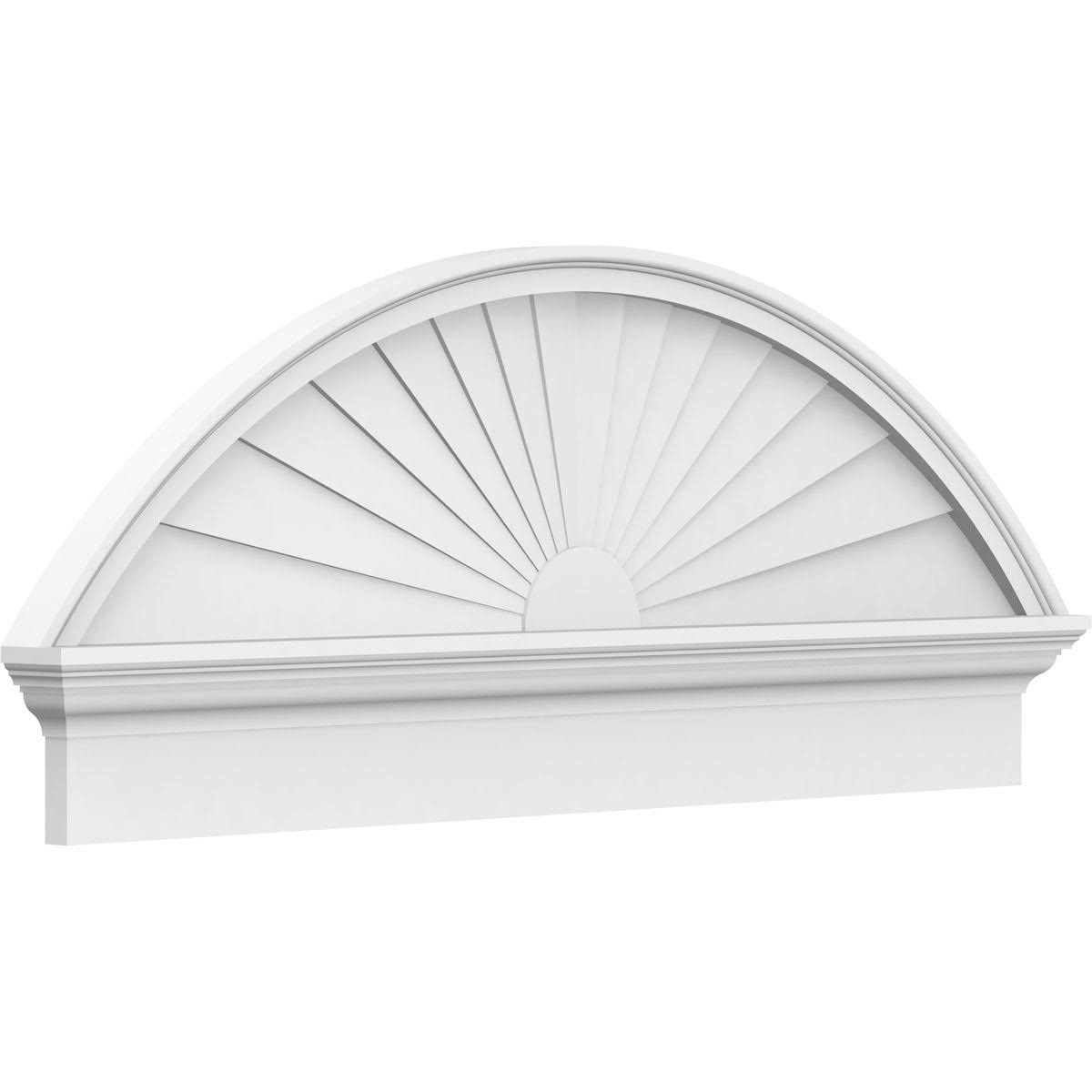74x22W x 25-3/8x22H x 2-3/4x22P Segment Arch Sunburst PVC Combination Pedim D16798