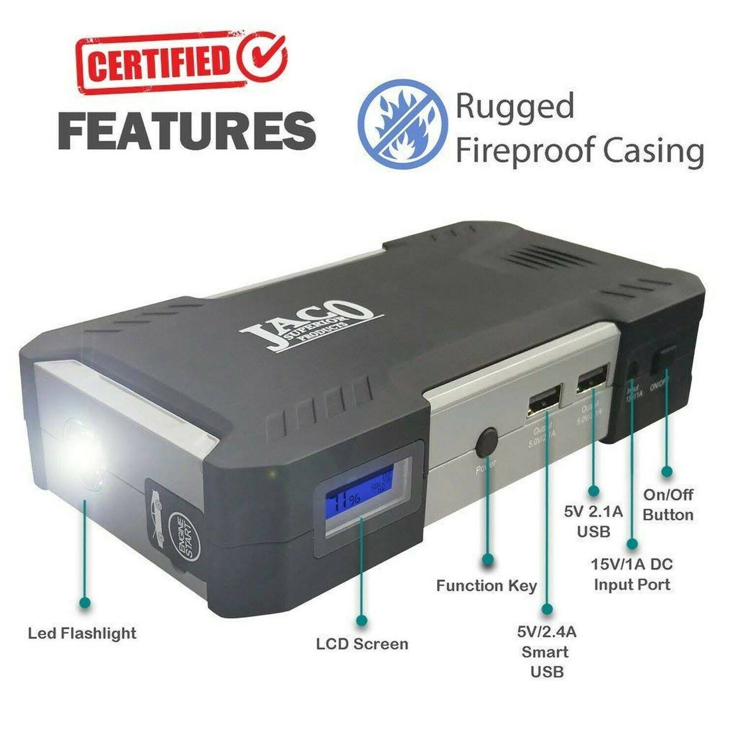 600A/16500mAh Car Battery Jump Starter Power Bank U1006