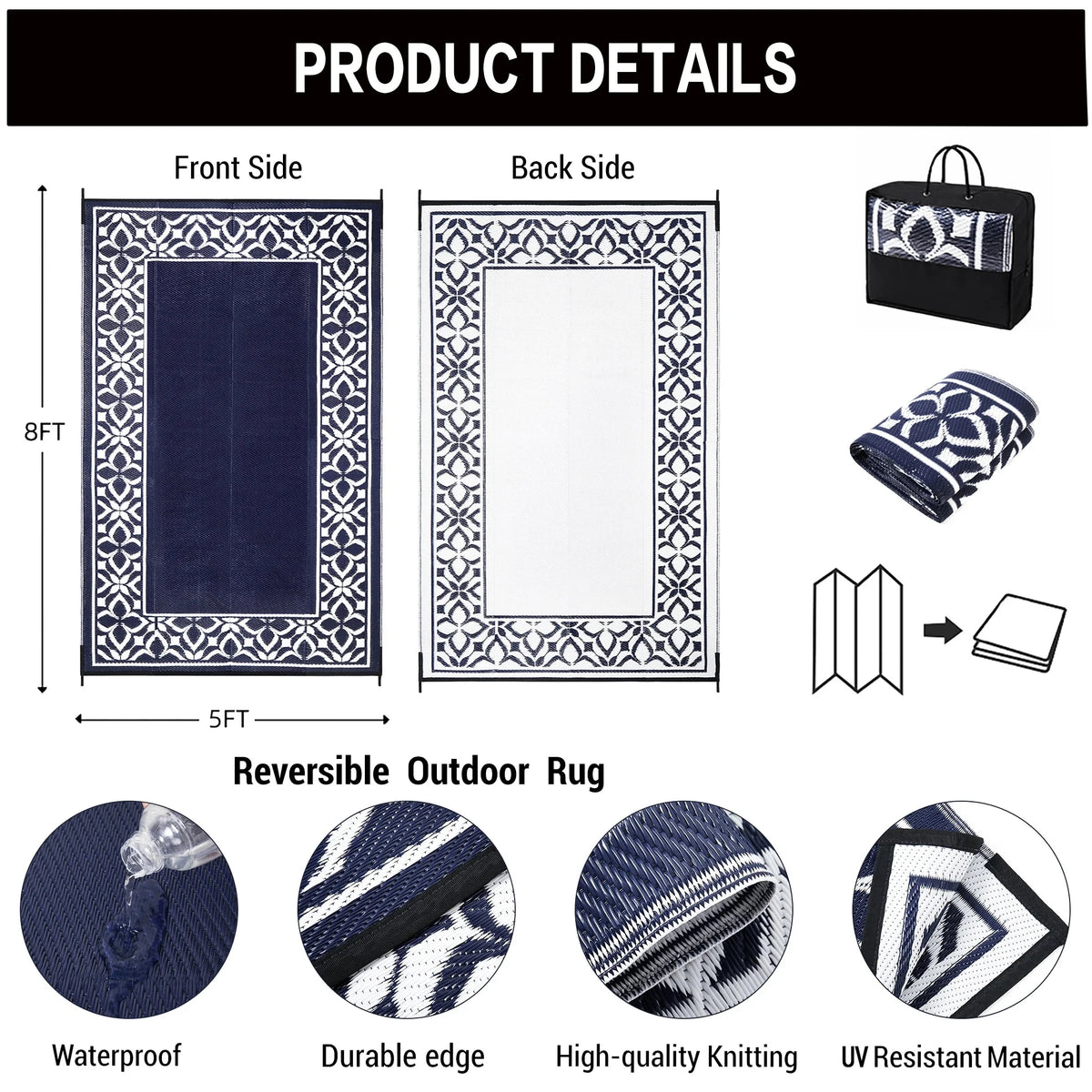 5'x8' Waterproof Plastic Outdoor Rugs T93662