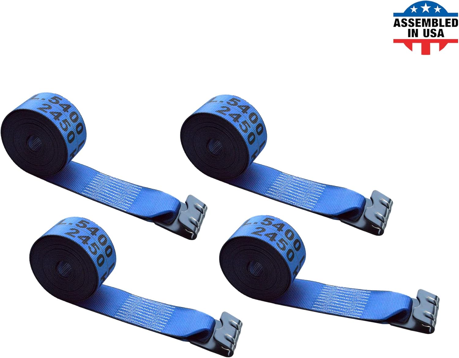 Red Tie Down Straps (Pack of 4) 4 x 40' Heavy Duty with Flat Hooks D91410