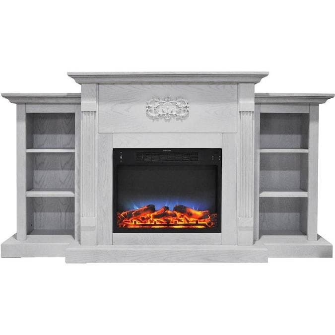 Mahogany Electric Fireplace with Built in Bookshelves Y8276
