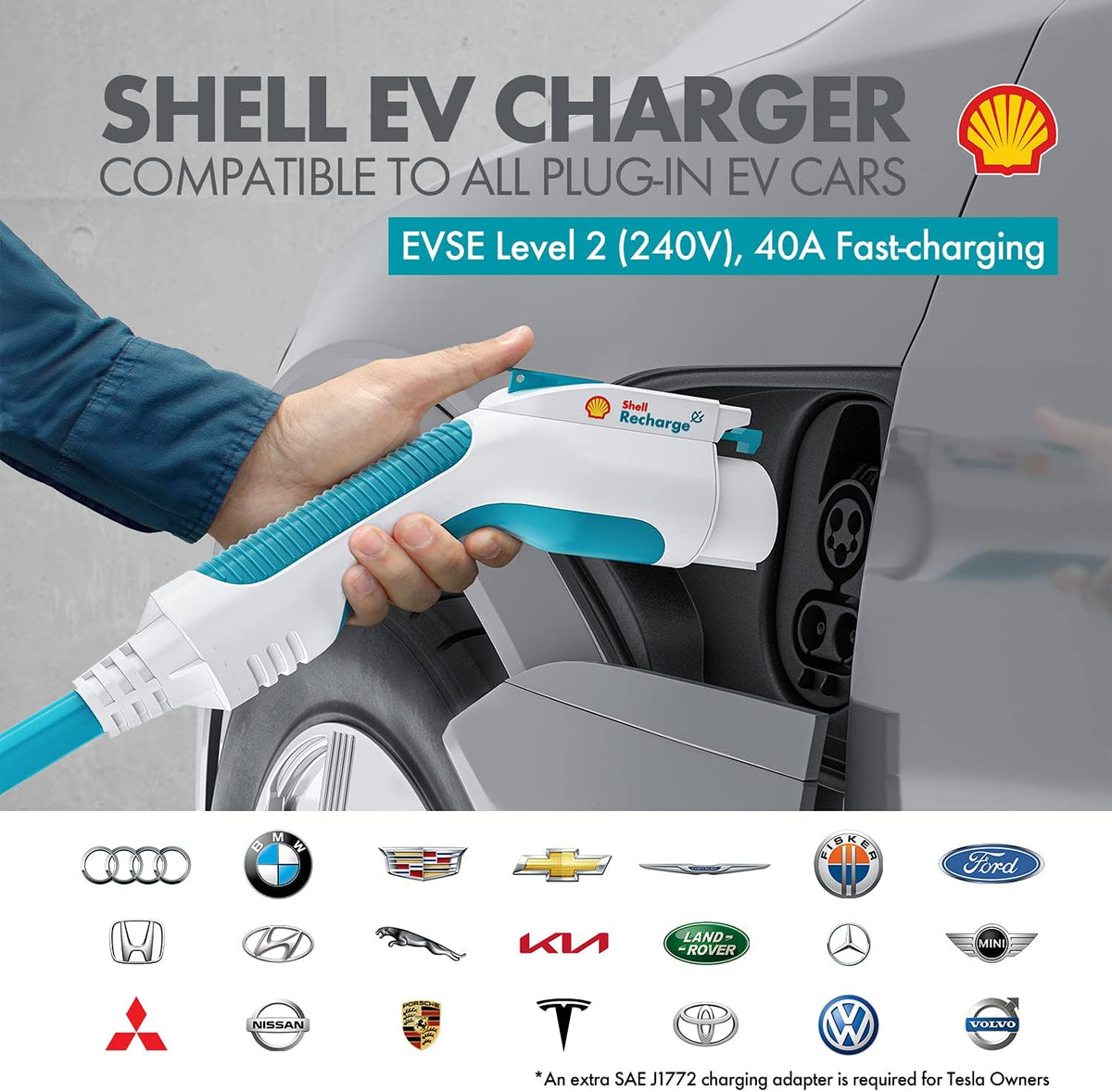 Electric Vehicle Charger Level 2 40 Amp 240V with 30ft Cable NEMA 14-50R Plug H7196