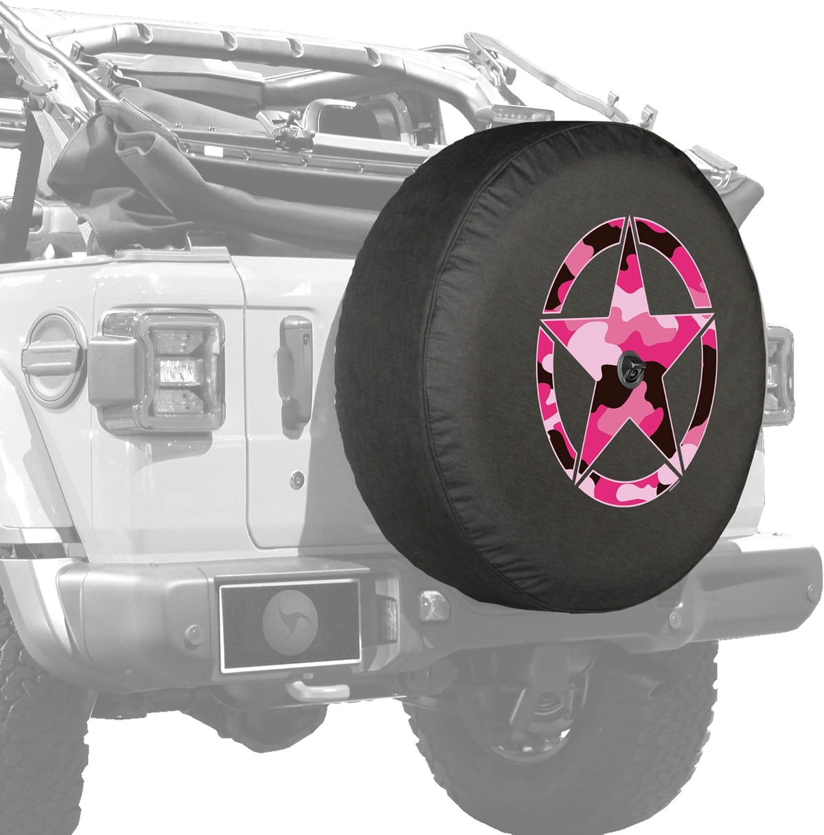 Camo Star Pink Print 32" Soft Tire Cover for Jeep Wrangler JL with Back-up Camera Pack of 2 M263487