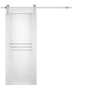 White Silk Solid Panel Interior Barn Door with Stainless Steel Rail Track Set Q702