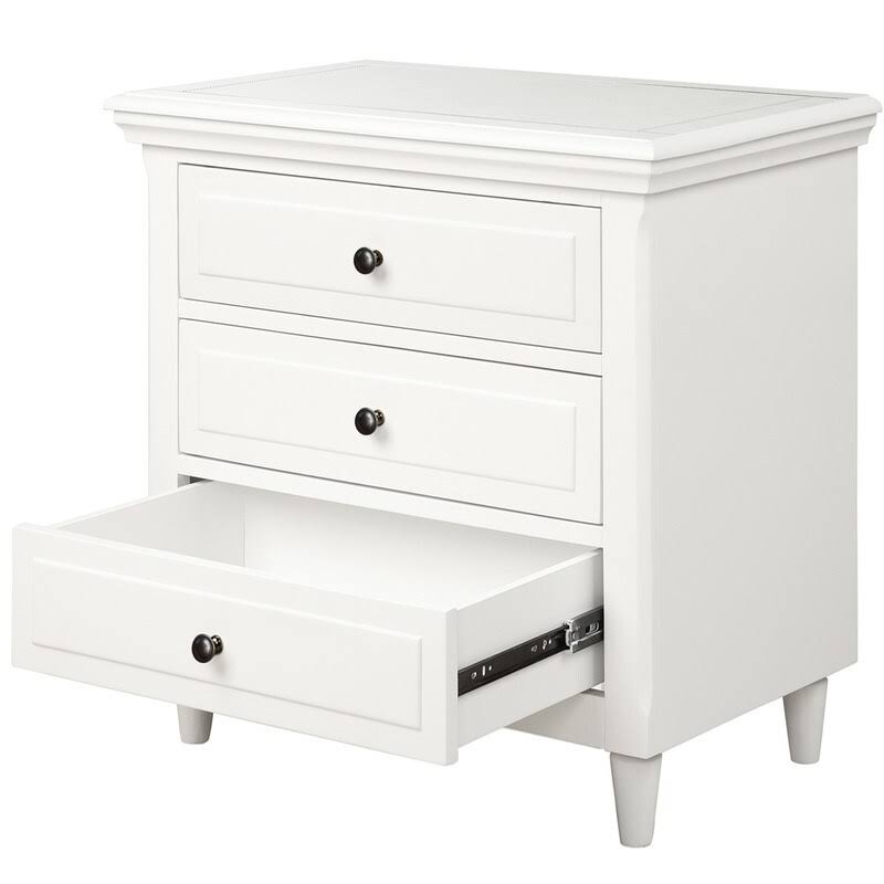 Beige 3-Drawer Wood Nightstand Cabinet G3492
