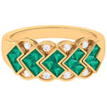 14K Yellow Gold Emerald and Diamond Ring E145