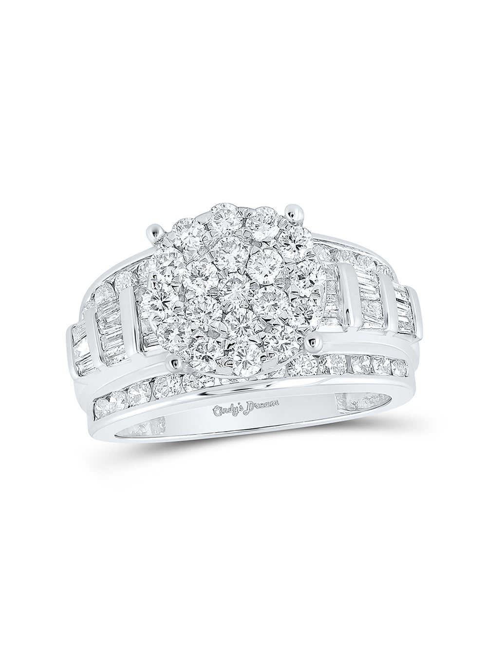 10kt White Gold Diamond Cluster Engagement Ring 2 Cttw D9798