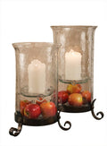 Bronze Iron Hammered Glass Hurricane D565