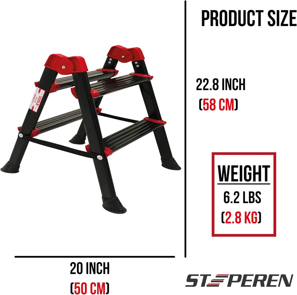 2+2 Step Ladders, Full Metal, Non-Slip Plastic Foot, Loading Capacity 500 LBS, Pack of 2 C804389
