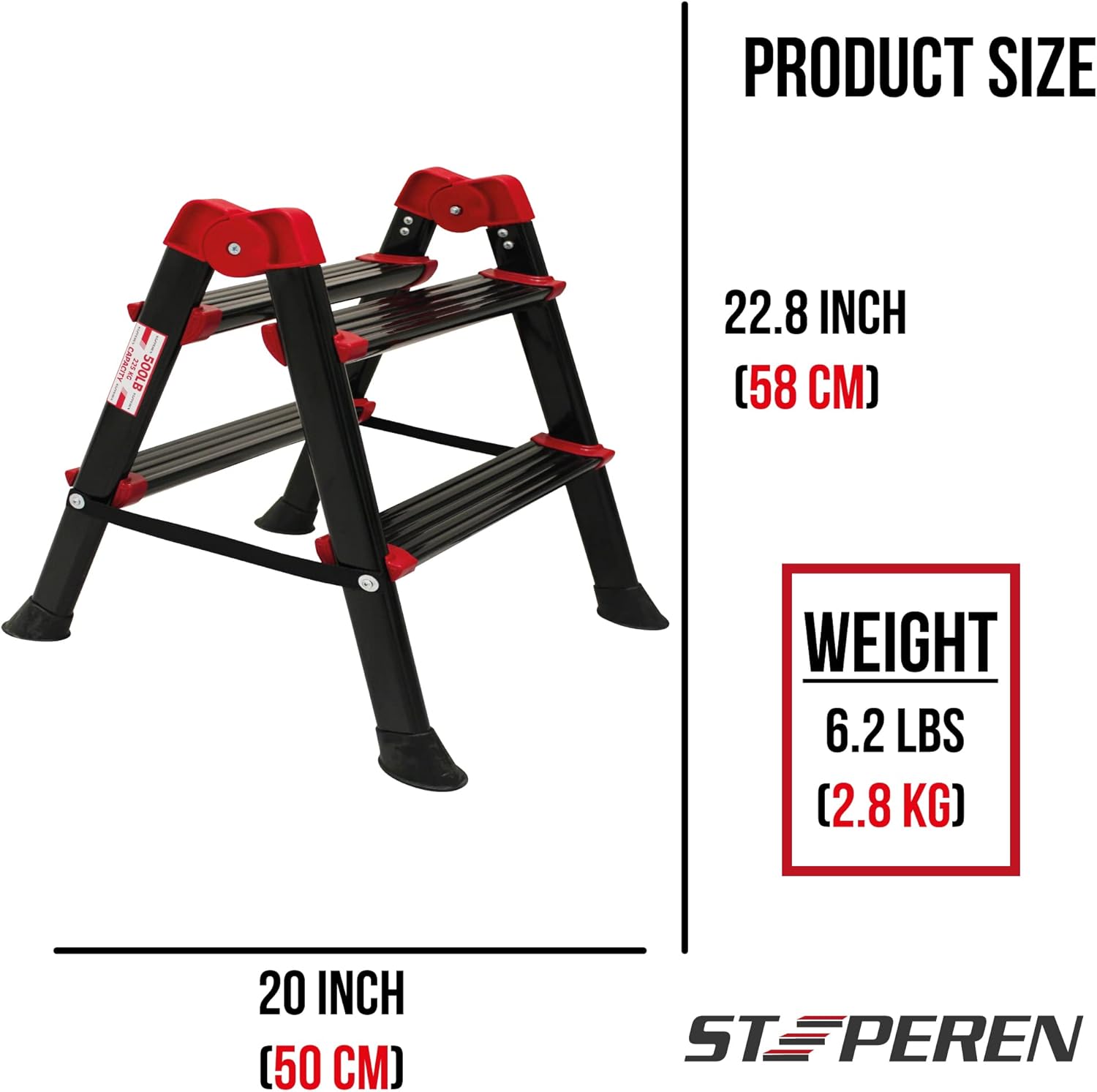 2+2 Step Ladders, Full Metal, Non-Slip Plastic Foot, Loading Capacity 500 LBS, Pack of 2 C804389