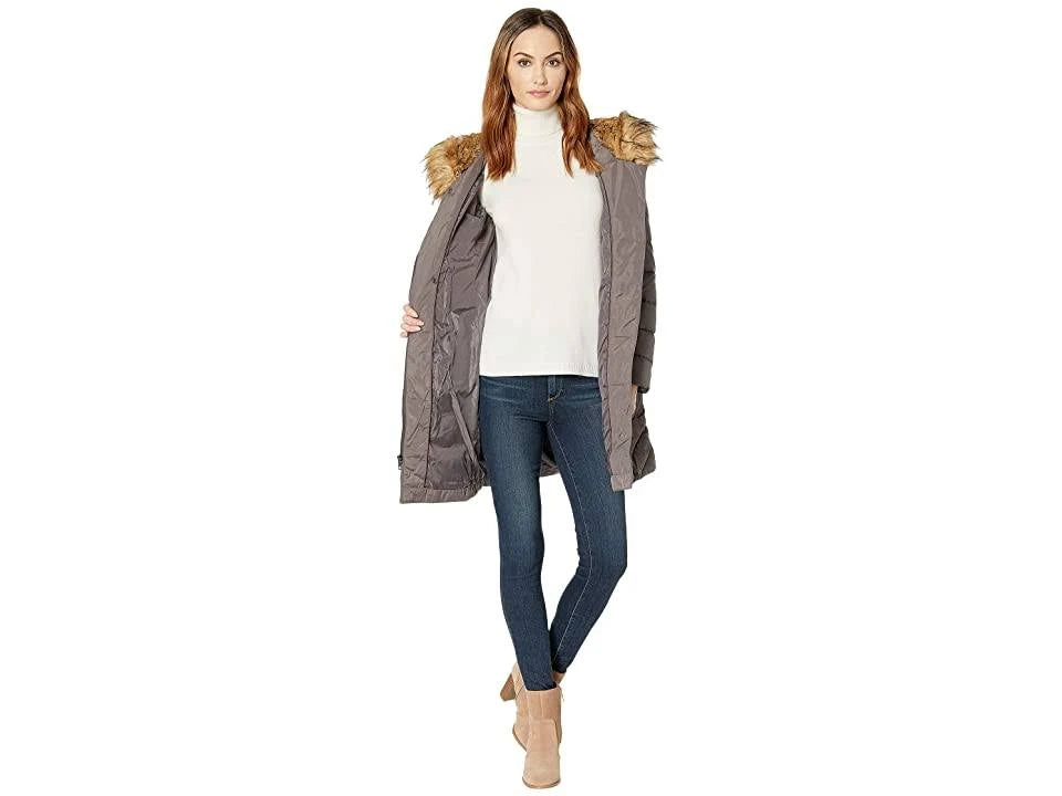 Faux-Fur-Trim Hooded Asymmetrical Down Puffer Coat C352689