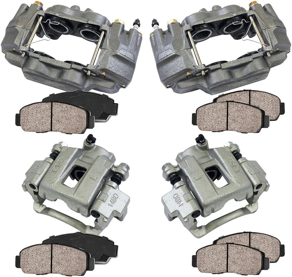 Front and Rear 4 Ceramic Brake Calipers and Pads Kit C71294