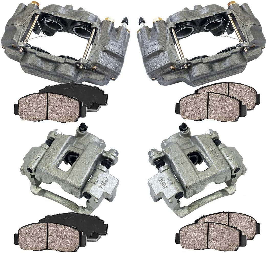 Front and Rear 4 Ceramic Brake Calipers and Pads Kit C71294