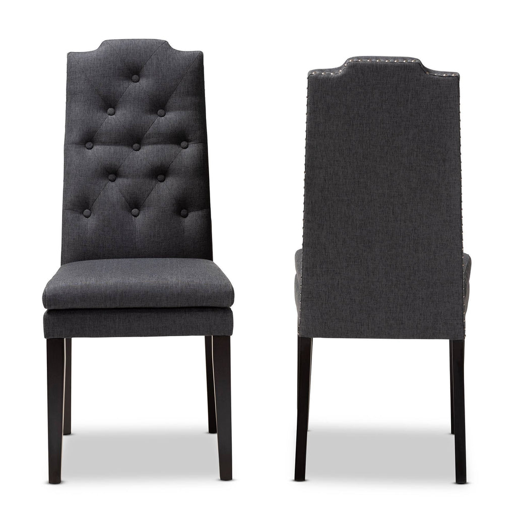 Charcoal Button Tufted Set of 2 Wood Dining Chair L989405