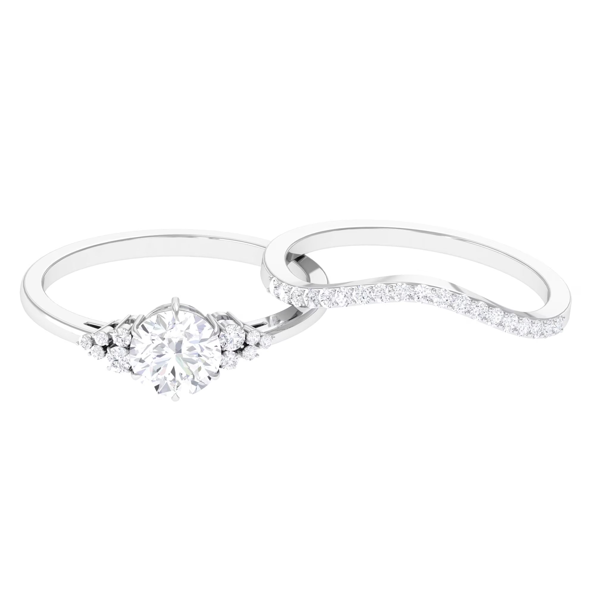 925 Sterling Silver Moissanite Bridal Ring Set R1667