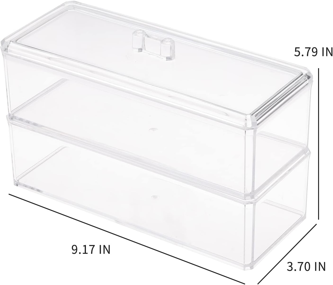 Plastic Electronics Organizer with Lid and 20 Wire Ties, Clear Cable Management Box, Stackable Desk Drawer Storage (2 Pack) V4937