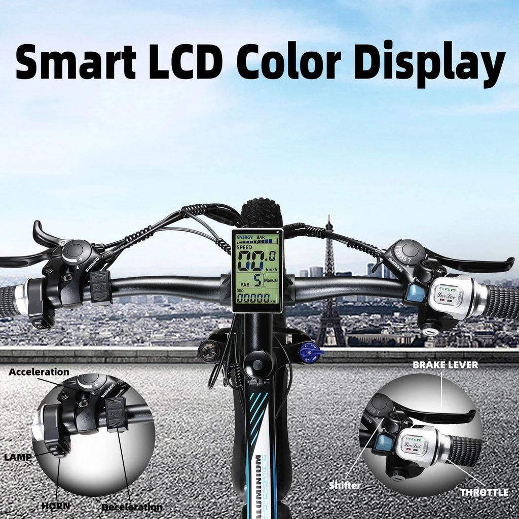750W Electric Mountain Bike 26" Fat Tire Removable Battery Y263973
