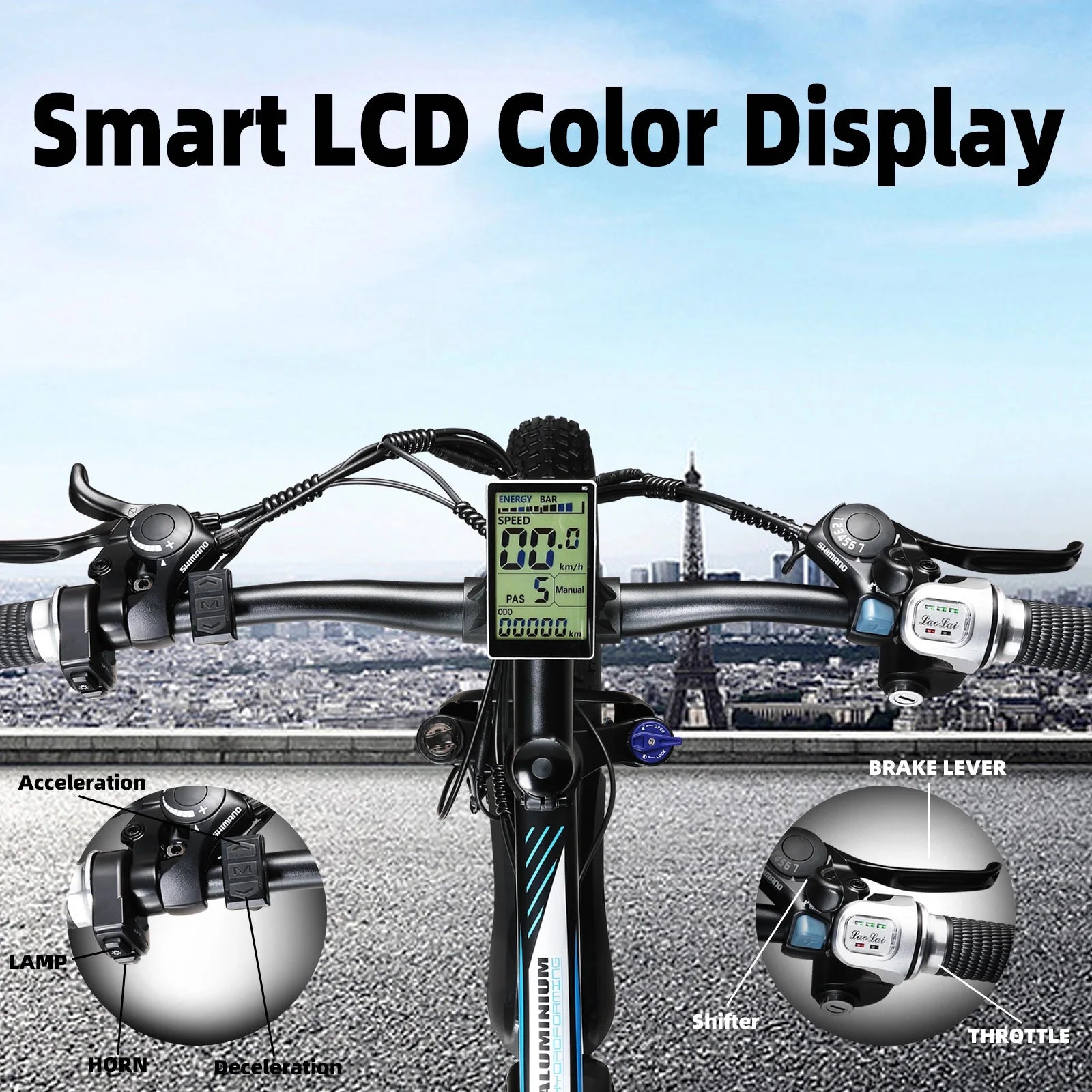 750W Electric Mountain Bike 26" Fat Tire Removable Battery Y263973
