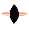 2.5ct Marquise Cut Black Onyx 18k Rose Gold Ring Size 4.5 A4224