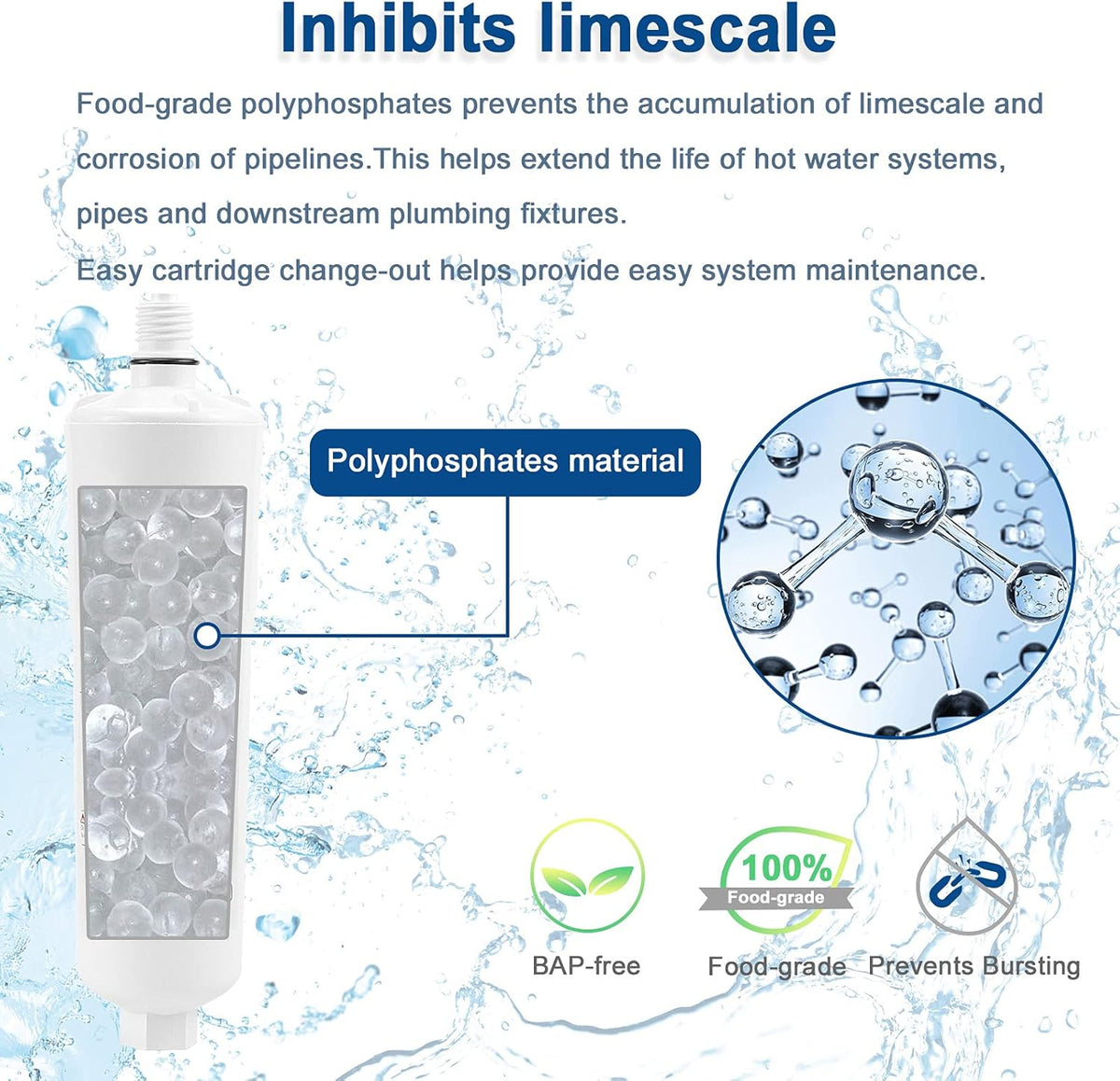 Pack of 2 Water Filter Cartridge Scale Inhibitor A8559