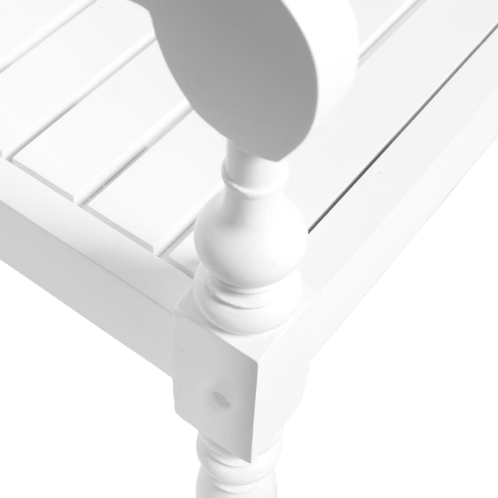 Wooden Bench with Backrest Mahogany Wood 3 Person White 53.5 x 19.7 x 32.3 Inches Y180985
