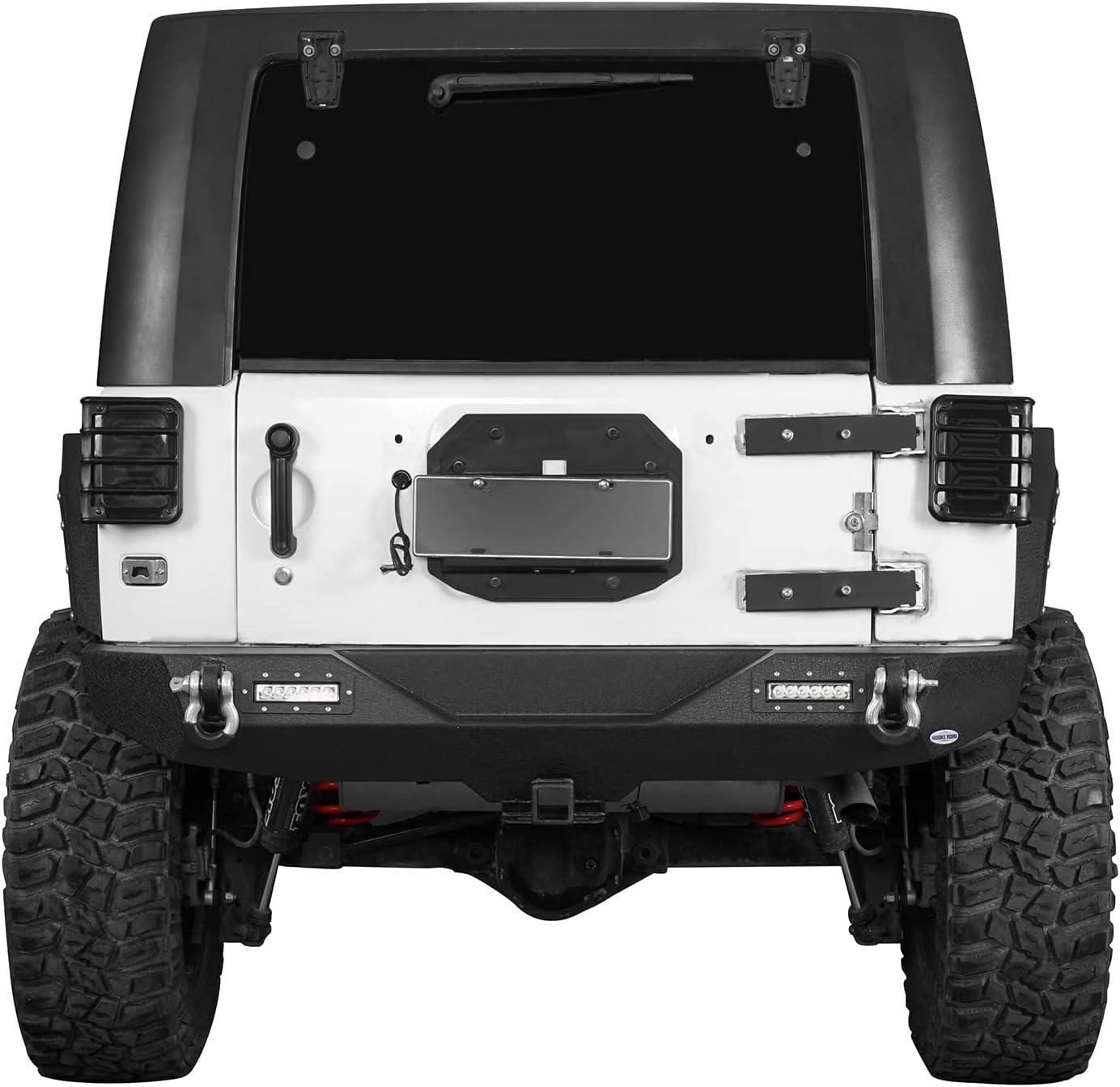 Front & Rear Bumpers Kit with Winch Plate & Hitch Receiver & LED Lights for Jeep Wrangler JK 2007-2018 O115