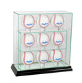 Black 9 Upright Baseball Glass Display Case D4178