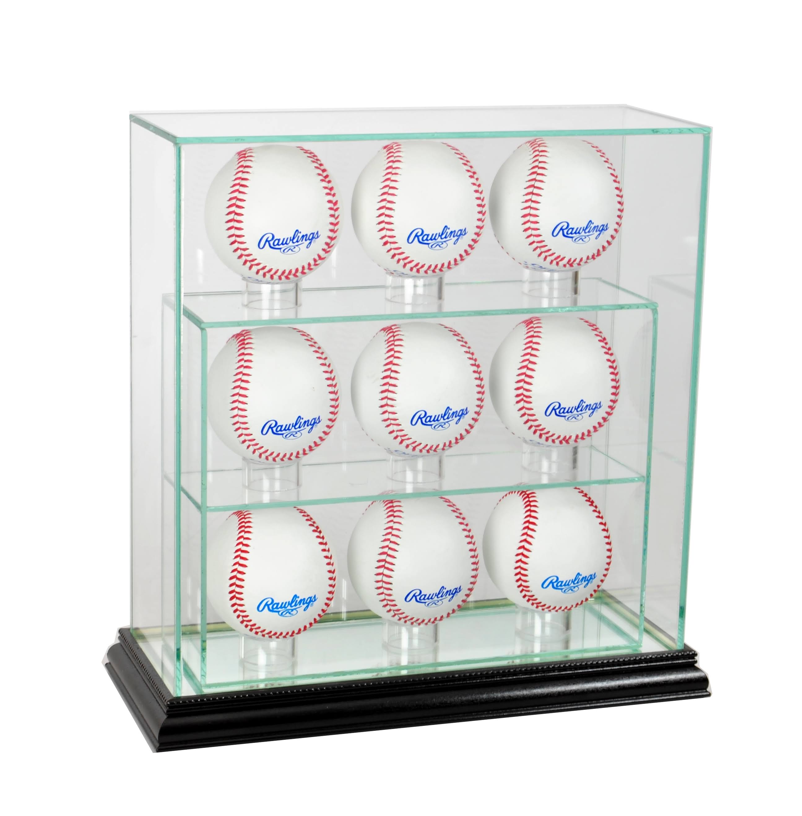 Black 9 Upright Baseball Glass Display Case D4178
