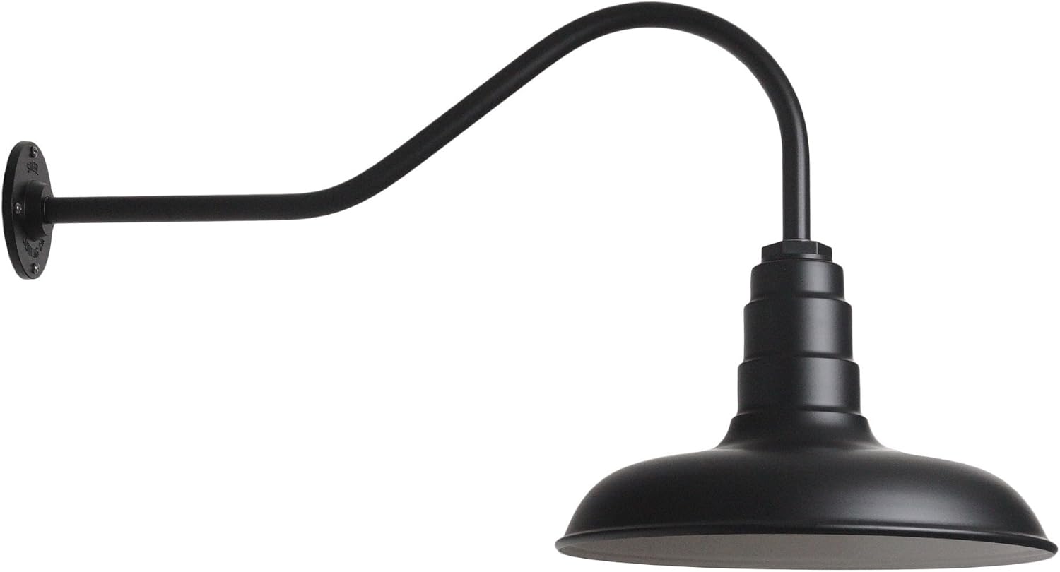 Green Steel Dome Gooseneck Barn Light K86855