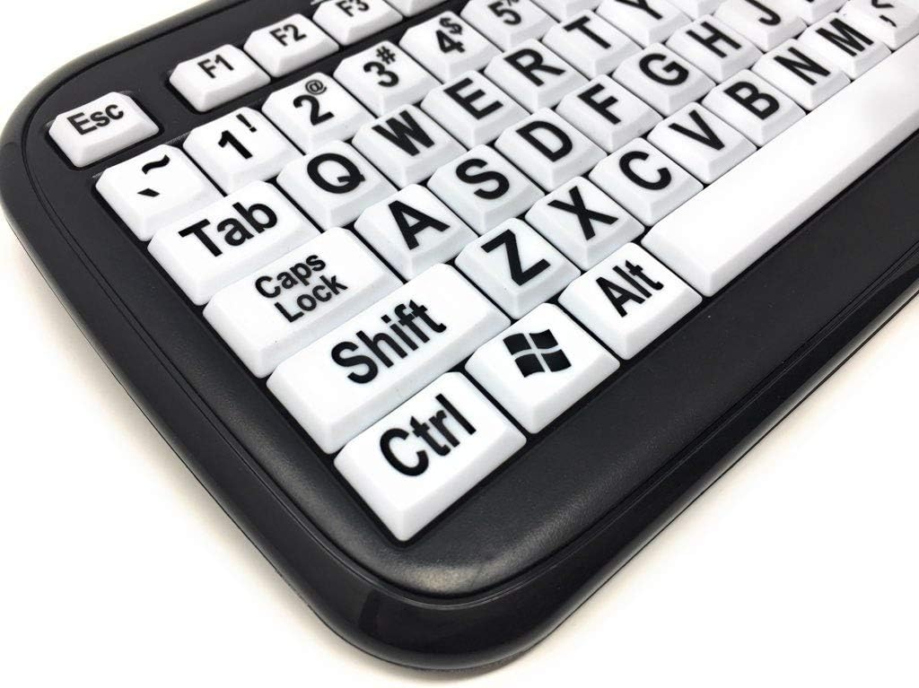 Black Characters on White Keys Wired USB Keyboard W237