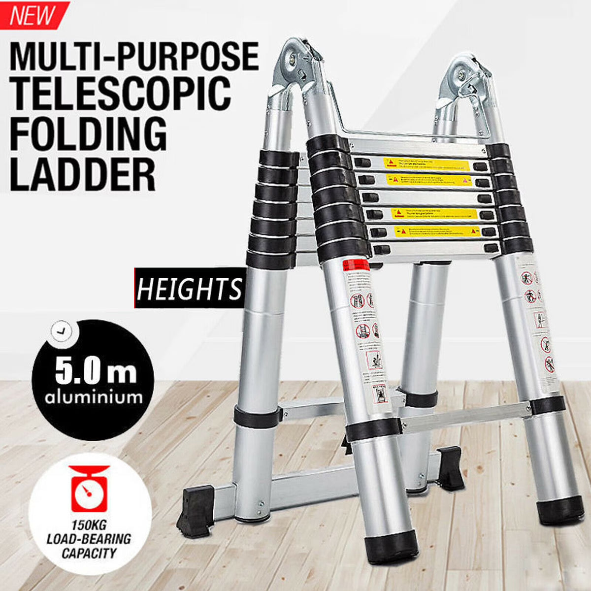 16.5FT Telescoping Ladder A-Frame Folding Ladder B971