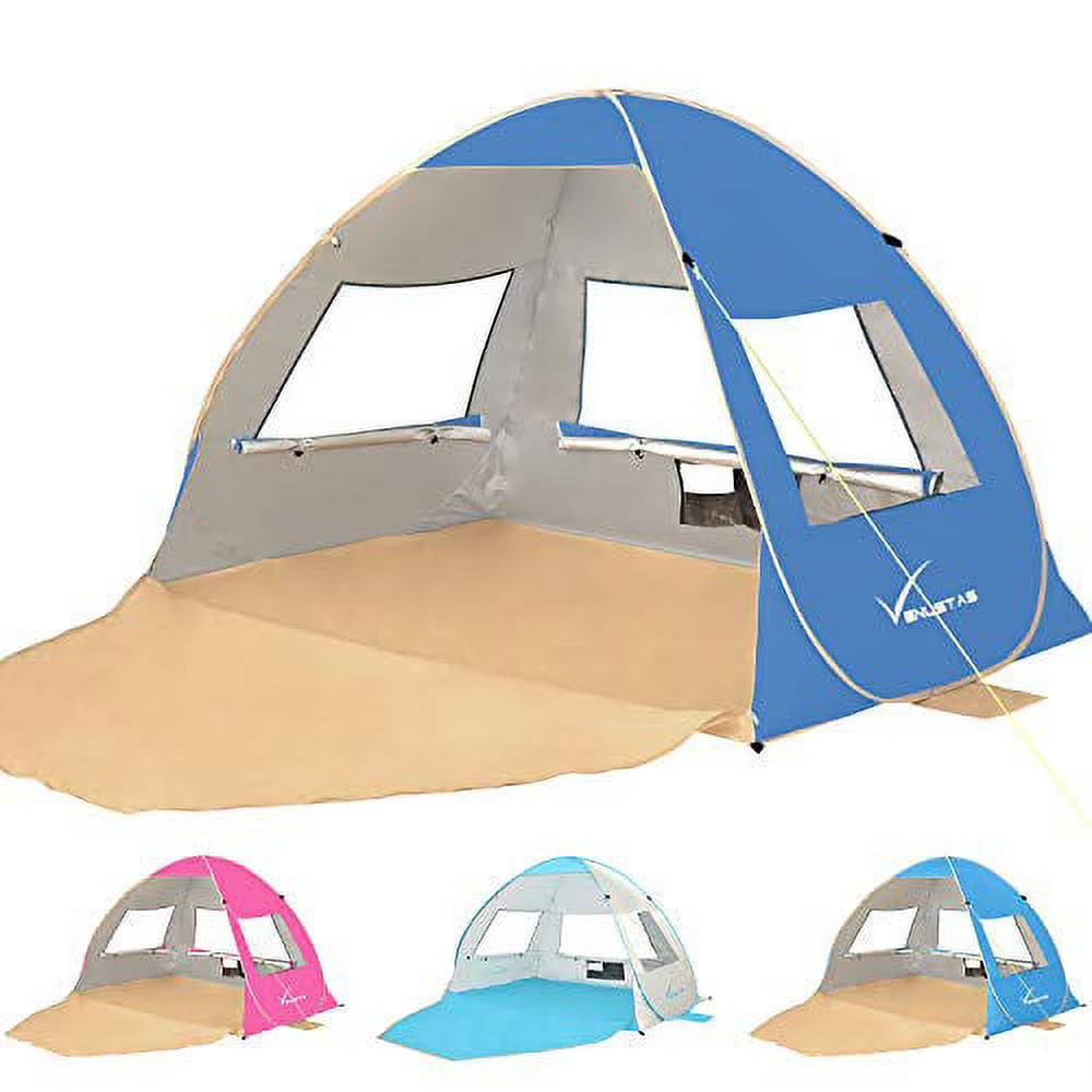 Large Pop Up Beach Tent Automatic Sun Shelter 3-4 Person Anti-UV Portable Beach Canopy F4637