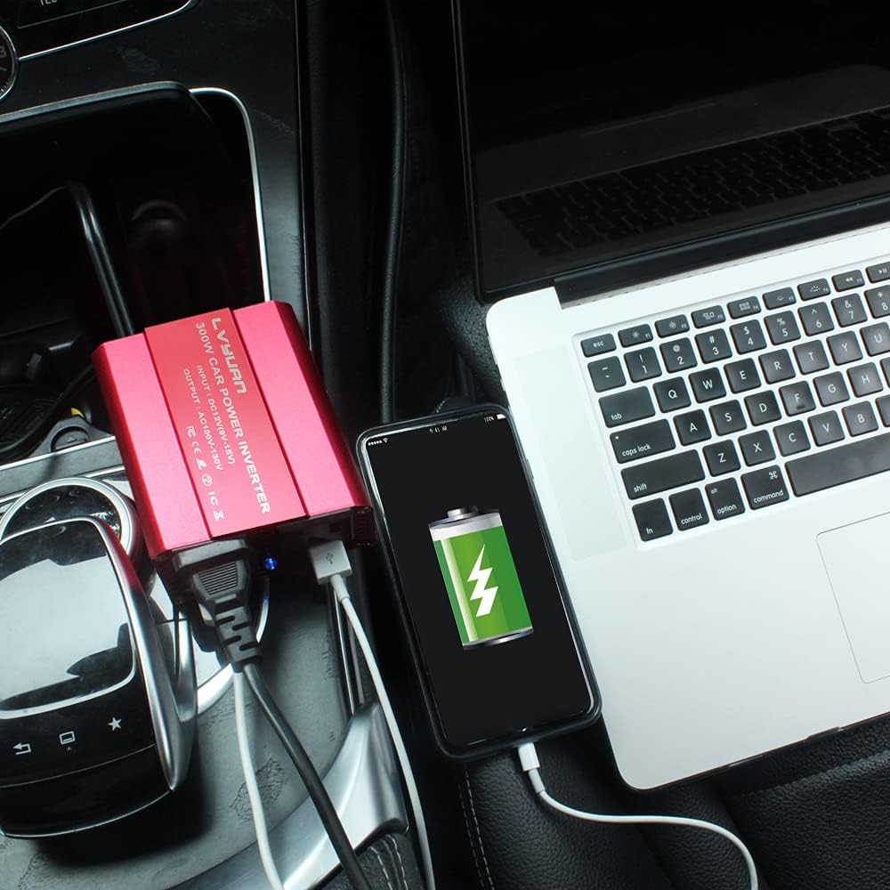 300W Power Inverter DC 12V to 110V AC with Dual USB Car Adapter K589288