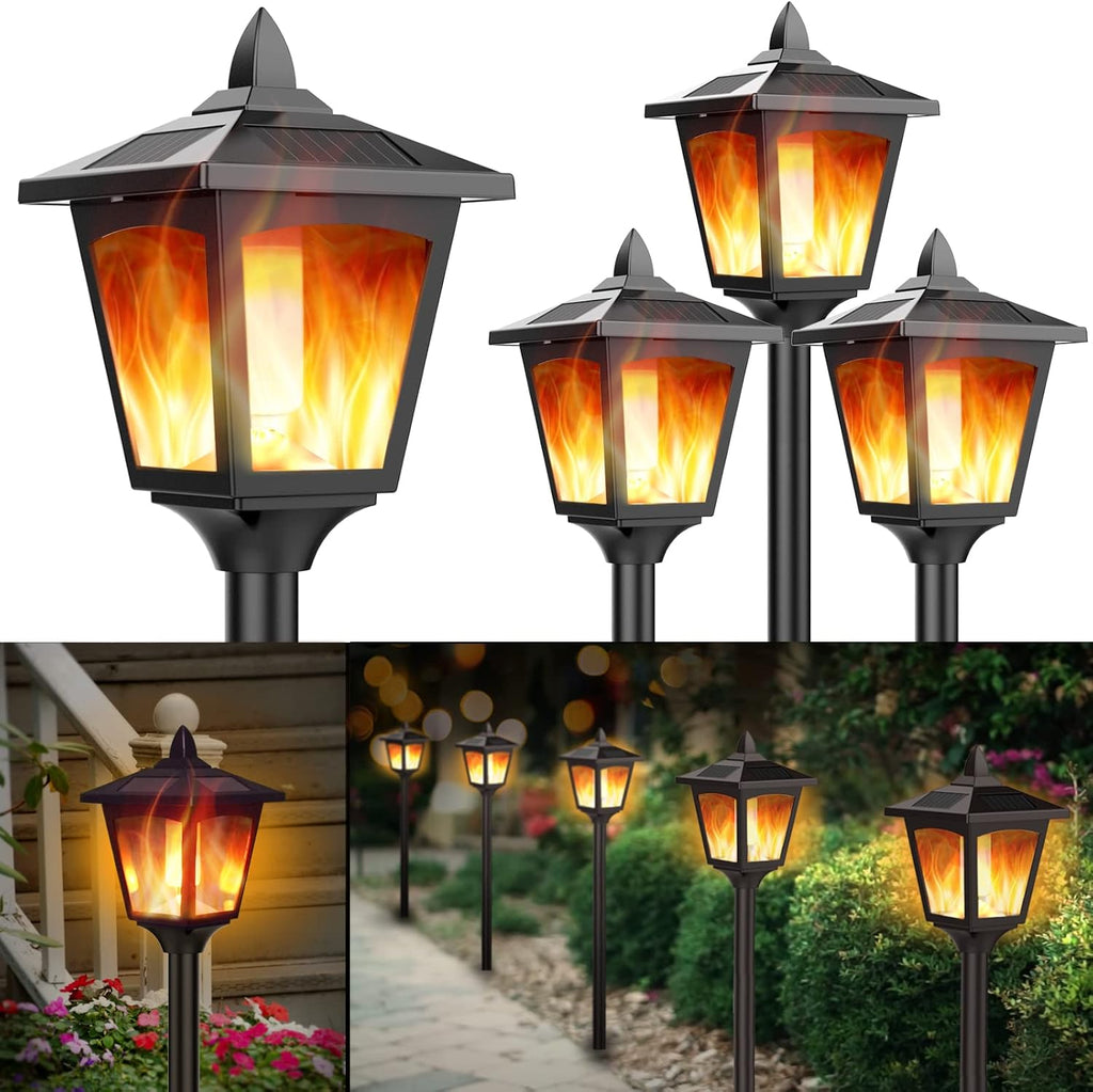 Solar Torch Light with Flickering Flame, IP55 Waterproof Solar Powered - 4 Pack S2741