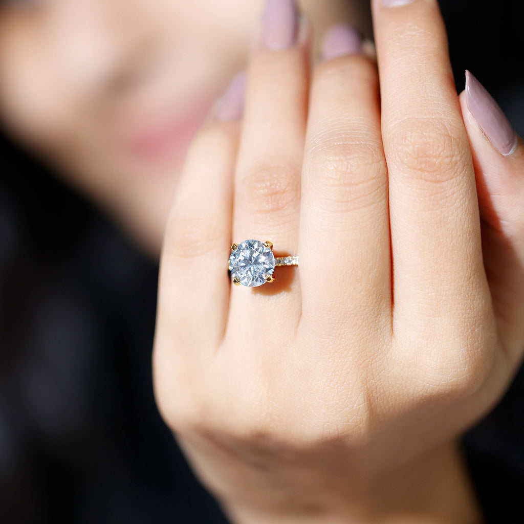 14K Yellow Gold Moissanite Solitaire Engagement Ring K8507