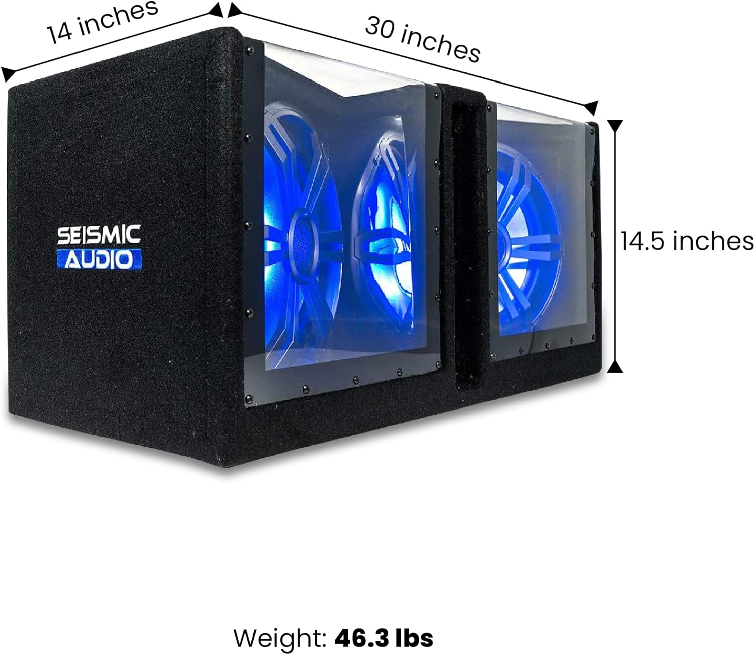 Dual 12 Inch Vented 1200 Watt Car Audio Subwoofer Box with LED Lights & Plexiglass Window X644
