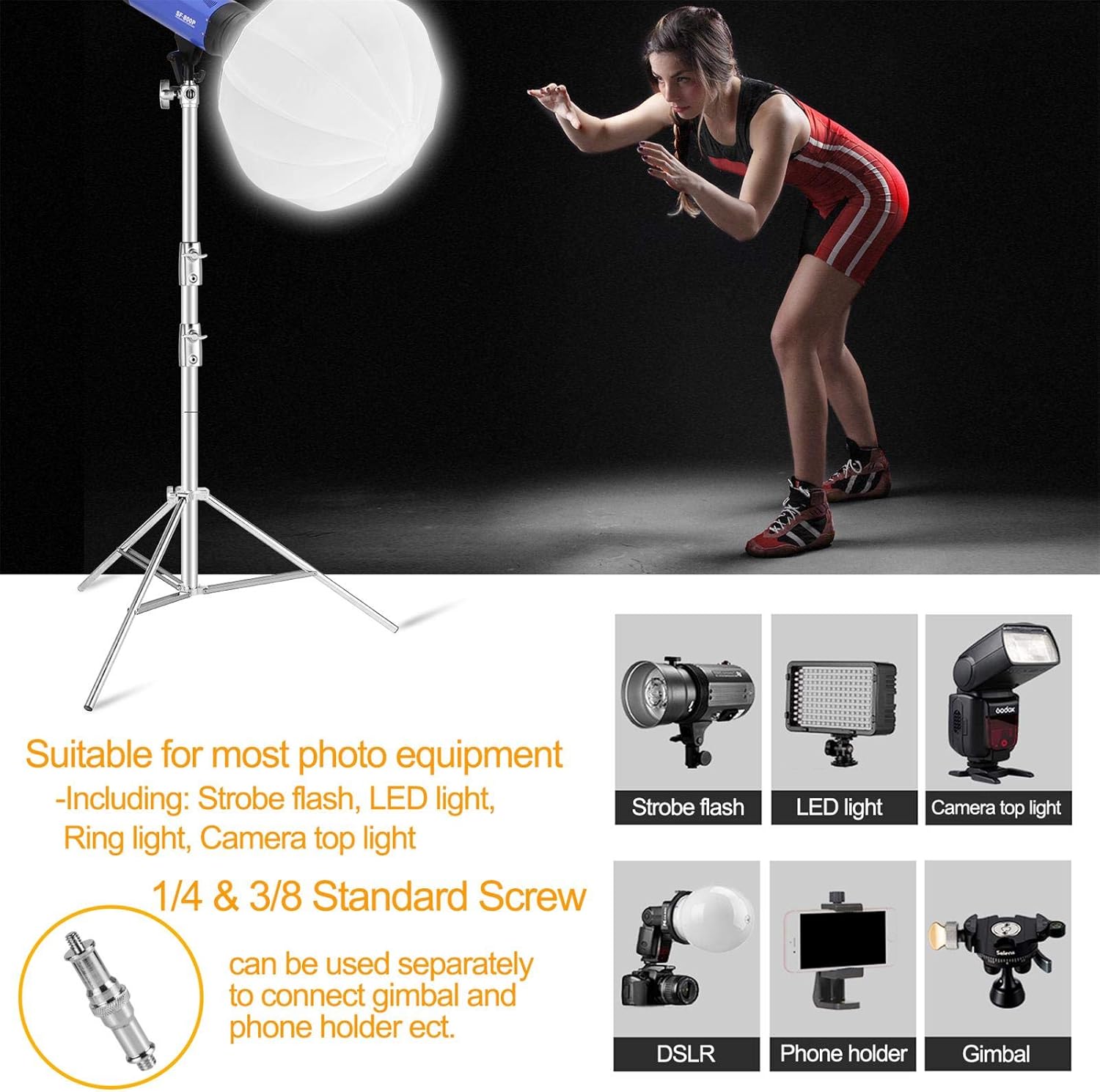 Heavy Duty Stainless Steel Light Stand Pack of 2 V779