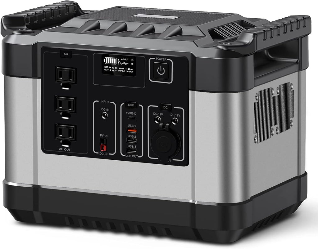 350000mAh 1000W 1120Wh Solar Power Generator with 3 AC Outlets, 3 USB Ports, LED Display G153153