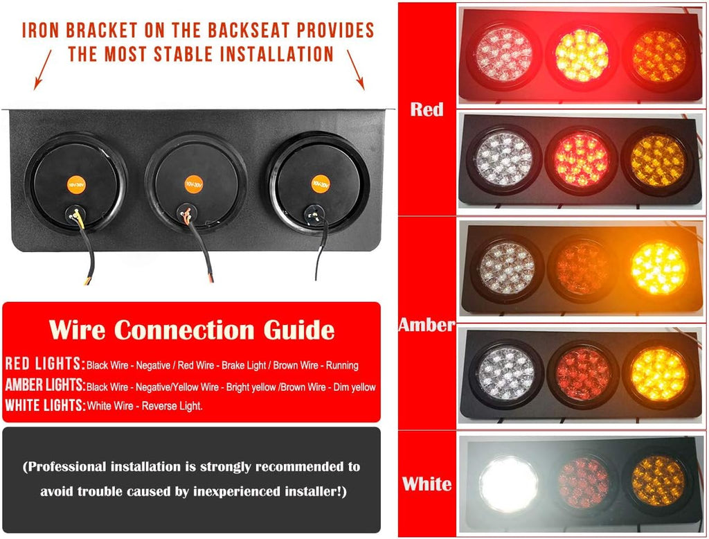 LED Truck Trailer Tail Lights with Iron Bracket Base, 48-LED, 2 PCS K3745