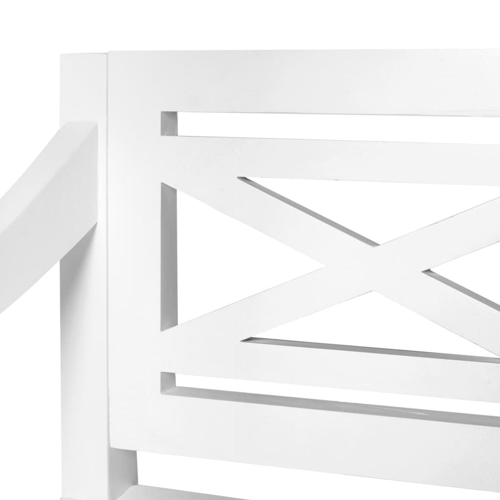 Wooden Bench with Backrest Mahogany Wood 3 Person White 53.5 x 19.7 x 32.3 Inches Y180985