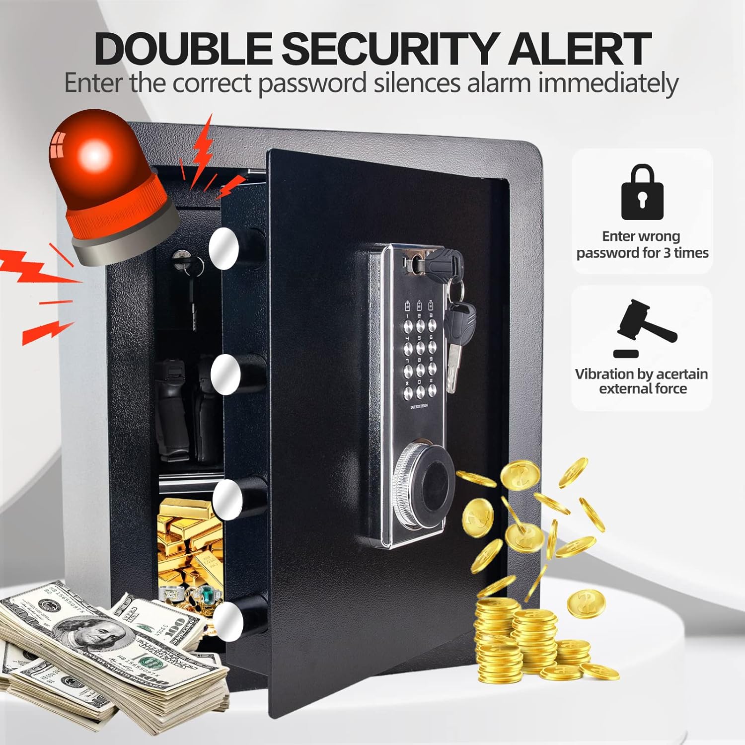 2.05 Cub Security Safe with Digital Keypad Fireproof Safe with Inner Cabinet LED Light W633