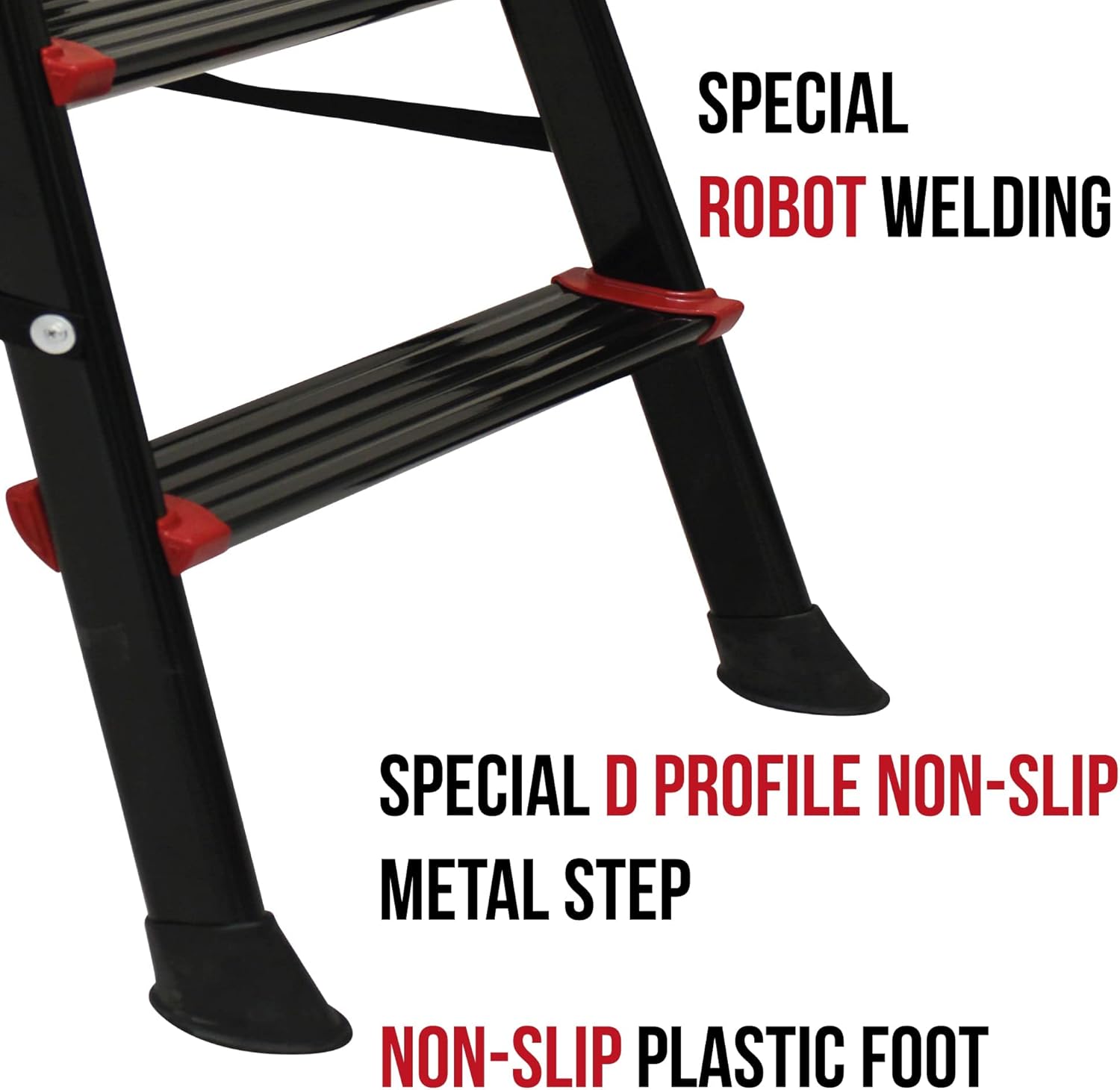 2+2 Step Ladders, Full Metal, Non-Slip Plastic Foot, Loading Capacity 500 LBS, Pack of 2 C804389