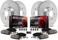 Front and Rear Carbon Fiber Brake Pads with Drilled & Slotted Brake Rotors Kit B505