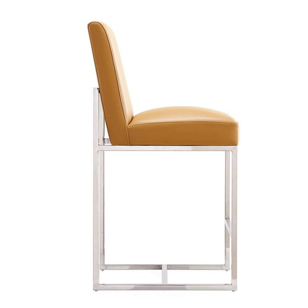 Camel Polished Chrome Stainless Steel Counter Height Bar Stool Set of 2 C388872