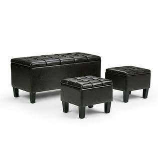 Faux Leather 3 Piece Storage Ottoman in Brown E857