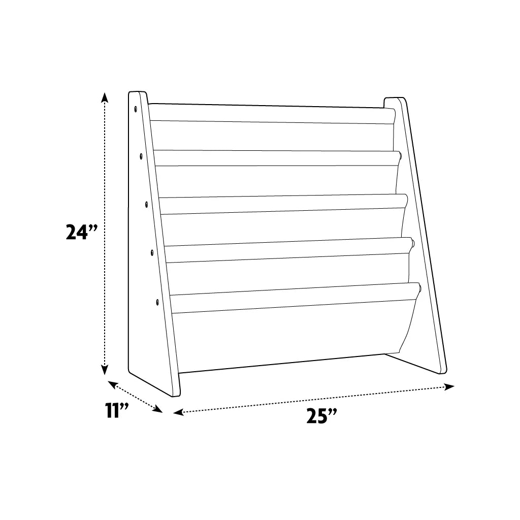 Kids Book Rack with Fabric Sling Sleeves W9016