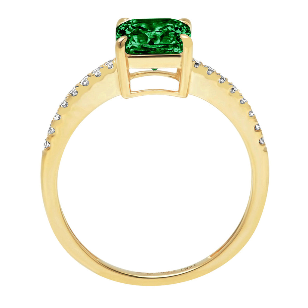 2.7ct Asscher Cut Green Simulated Emerald 18k Yellow Gold Ring Size 3.5 T614353