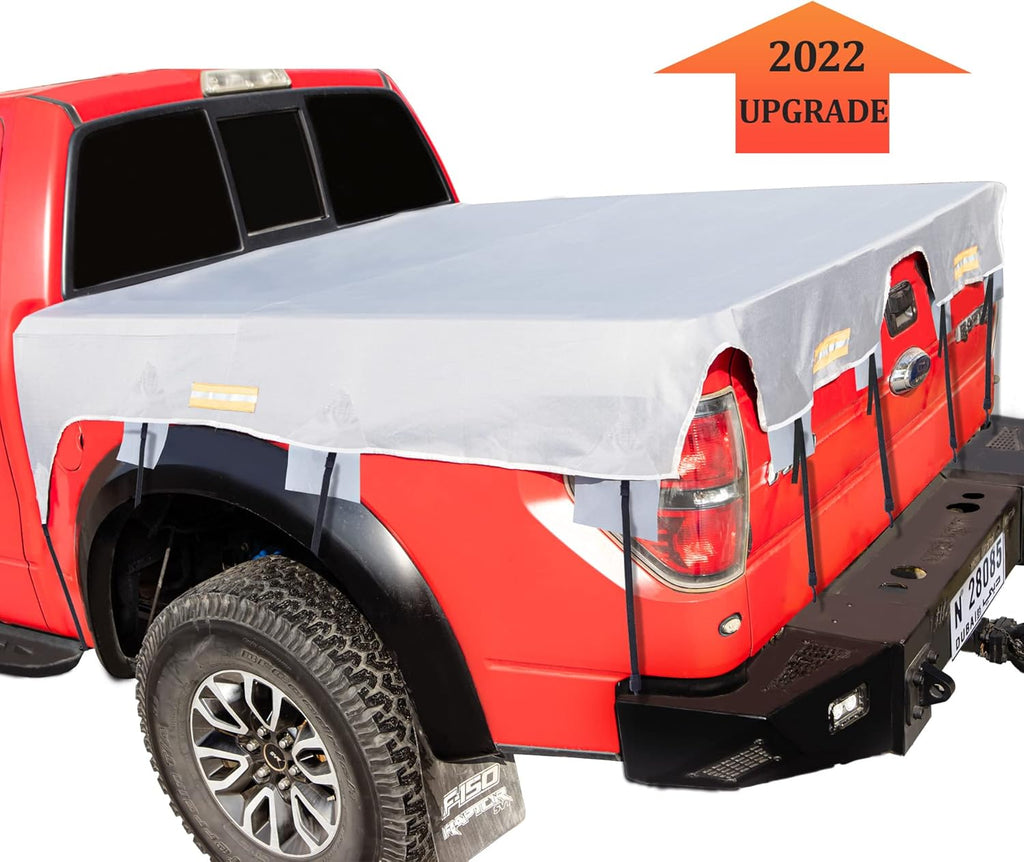 Gray 600D Waterproof Oxford Truck Bed Tarp Cover with Bungee Belts C180170