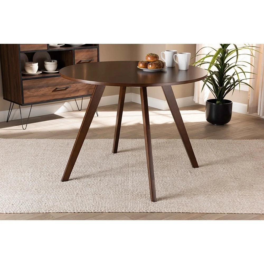 Walnut Brown Round Wood Dining Table Q1537