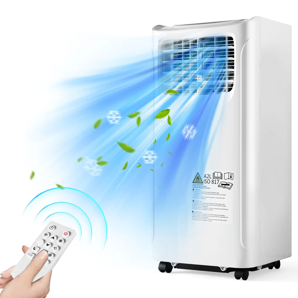 White 9700 BTU Portable Air Conditioner with Dehumidifier Function and Fan Mode with Window Kit E419